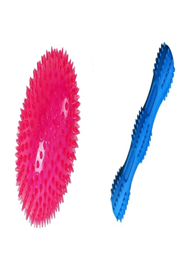 PET FUN لعبة مضغ كرة الرجبي المضيئة من بيت فن للكلاب والقطط | لعبة عصا مضيئة تصدر صوتاً عند الضغط عليها، مصنوعة من مادة TPR، لعبة متينة مقاومة للمضغ، مجموعة من قطعتين لتسنين الحيوانات الأليفة - Image 1